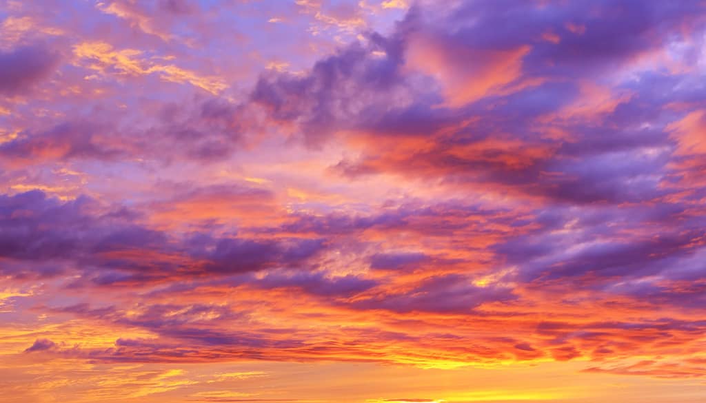 A vivid sunset sky over the region